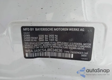 2018 BMW 530E Iperformance z USA, uszkodzony, nr VIN WBAJA9C54JB034636